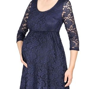 Large Navy Lace Maternity dress